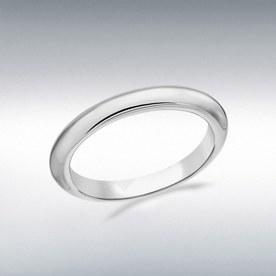 STERLING SILVER RHODIUM PLATED 3MM BAND RING
