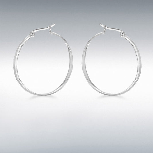 STERLING SILVER 30MM DIAMOND CUT CREOLE EARRINGS