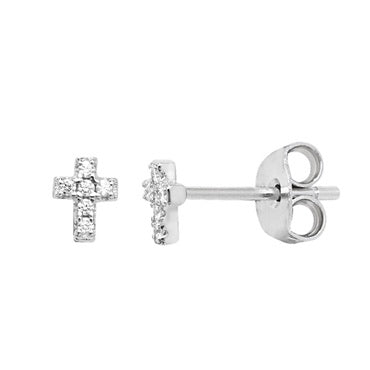 Silver cz cross earrings
