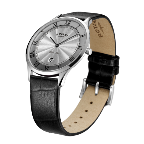 Rotary Ultra Slim White Stainless Steel Gents Watch