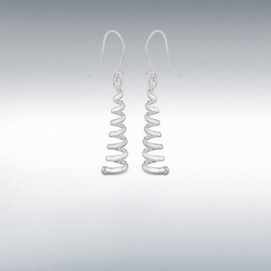 STERLING SILVER 6.9MM X 38MM CORKSCREW DROP EARRINGS