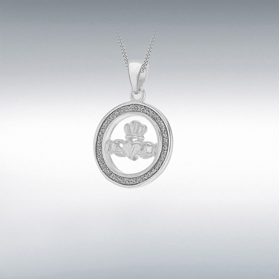STERLING SILVER STARDUST CLADDAGH  LADIES PENDANT