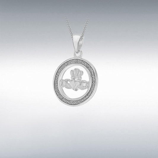 STERLING SILVER STARDUST CLADDAGH  LADIES PENDANT