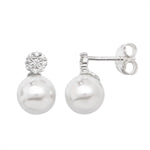 Silver cz pearl earring