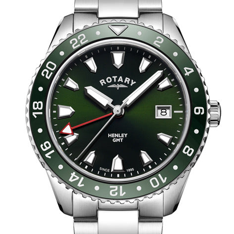 Gents Rotary Henley Green Stainless Steel Quartz Watch