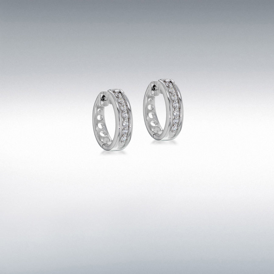 STERLING SILVER RHODIUM PLATED Ladies  THIN HUGGY EARRINGS