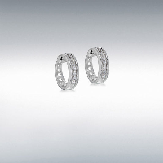 STERLING SILVER RHODIUM PLATED Ladies  THIN HUGGY EARRINGS
