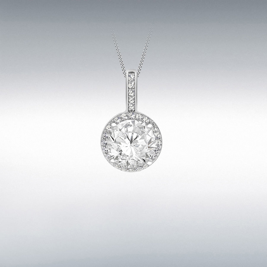 STERLING SILVER RHODIUM PLATED CZ 11.5MM X 19.5MM DROP PENDANT
