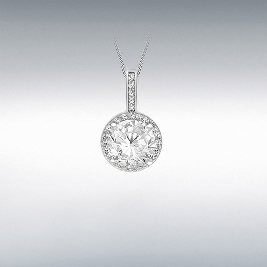 STERLING SILVER RHODIUM PLATED CZ 11.5MM X 19.5MM DROP PENDANT