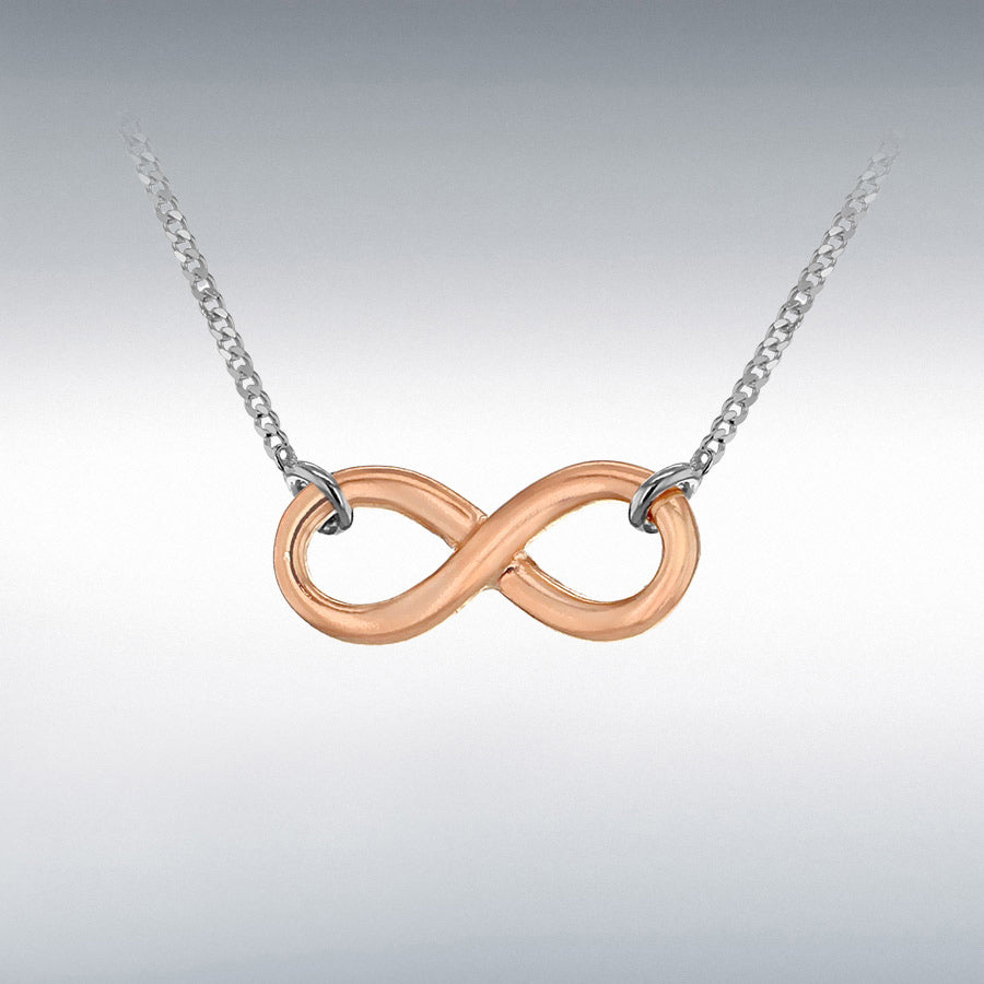 STERLING SILVER ROSE GOLD PLATED INFINITY NECKLACE 46CM/18"