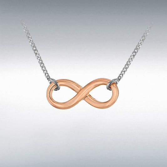 STERLING SILVER ROSE GOLD PLATED INFINITY NECKLACE 46CM/18"