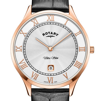 Rotary Ultra Slim Rose Gold Stainless Steel Gents Watch