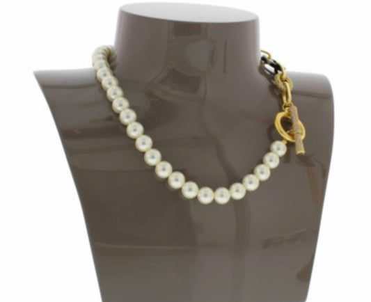 Pearl  & chain Tbar Necklace