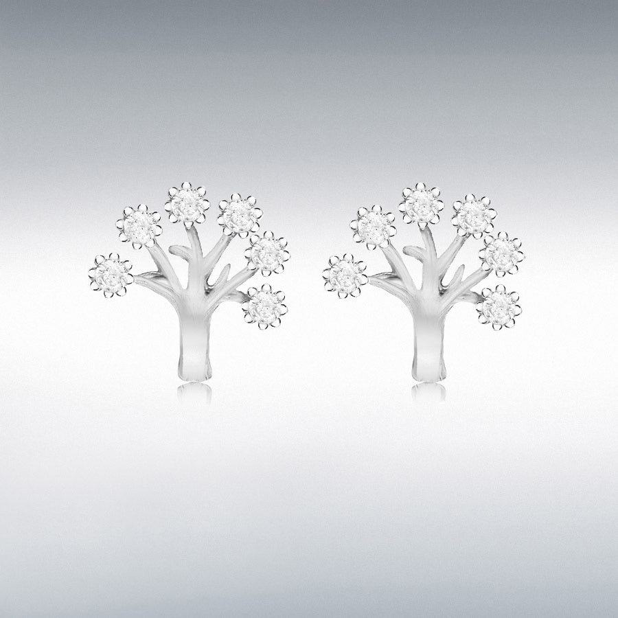 STERLING SILVER RHODIUM PLATED CZ TREE OF LIFE