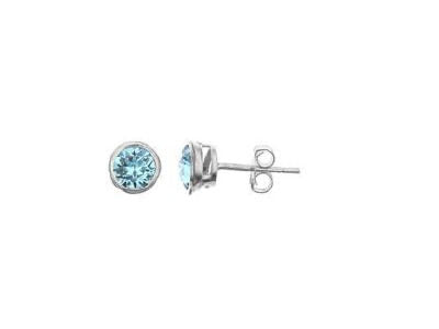 Silver cz light blue earrings