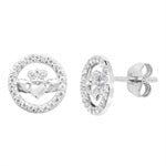 Silver cz claddagh earrings