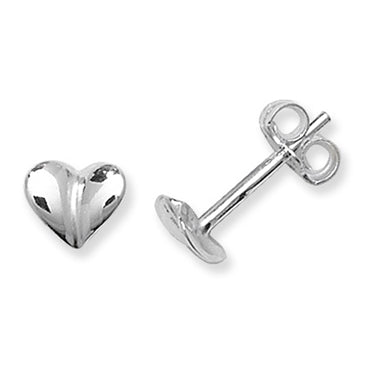 Silver heart stud earrings