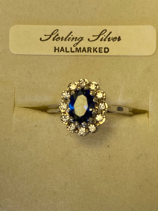 Silver CZ & Sapphaire Ring