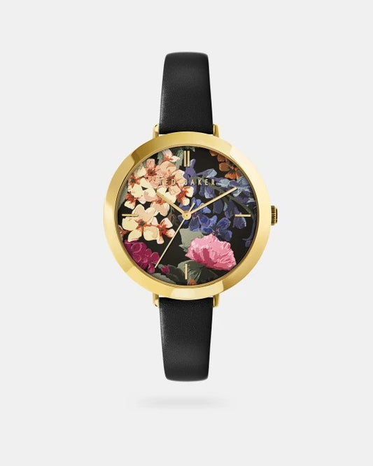 Ted Baker floral dial leather strap watch