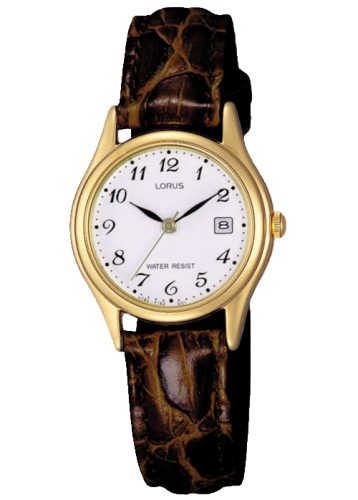 Lorus Ladies Gold Plated Leather Strap Watch