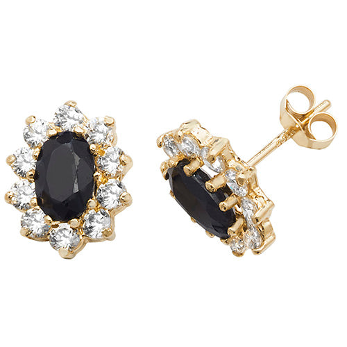 9CT YEL GOLD SAPPHIRE STUD EARRINGS