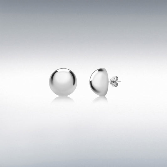 STERLING SILVER 12MM HALF-BALL STUD EARRINGS