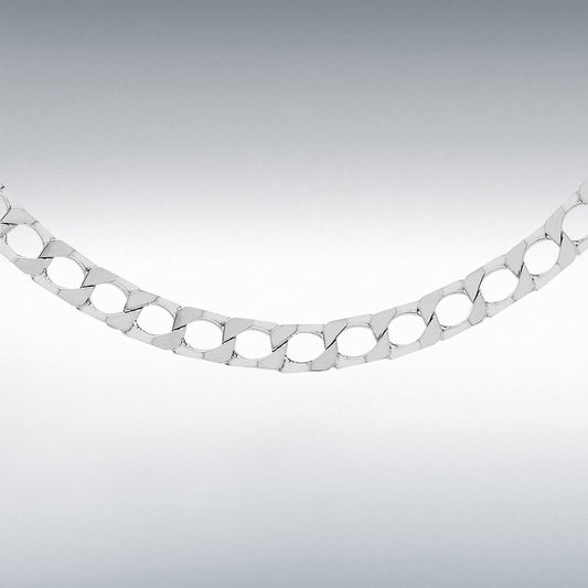 STERLING SILVER 150 DIAMOND CUT SQUARE CURB CHAIN 41CM/18”