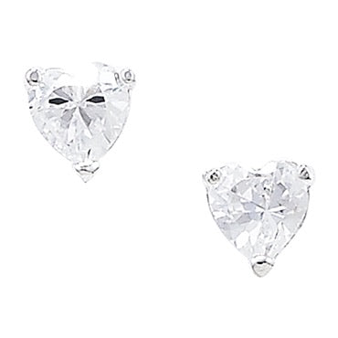 Silver cz heart earring