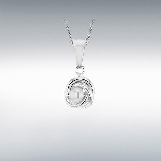 STERLING SILVER FRESH WATER PEARL 9MM KNOT PENDANT