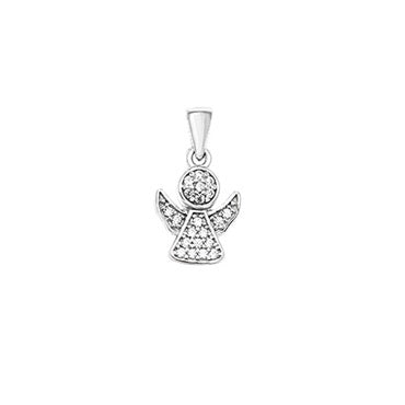 Silver cz angel and chain