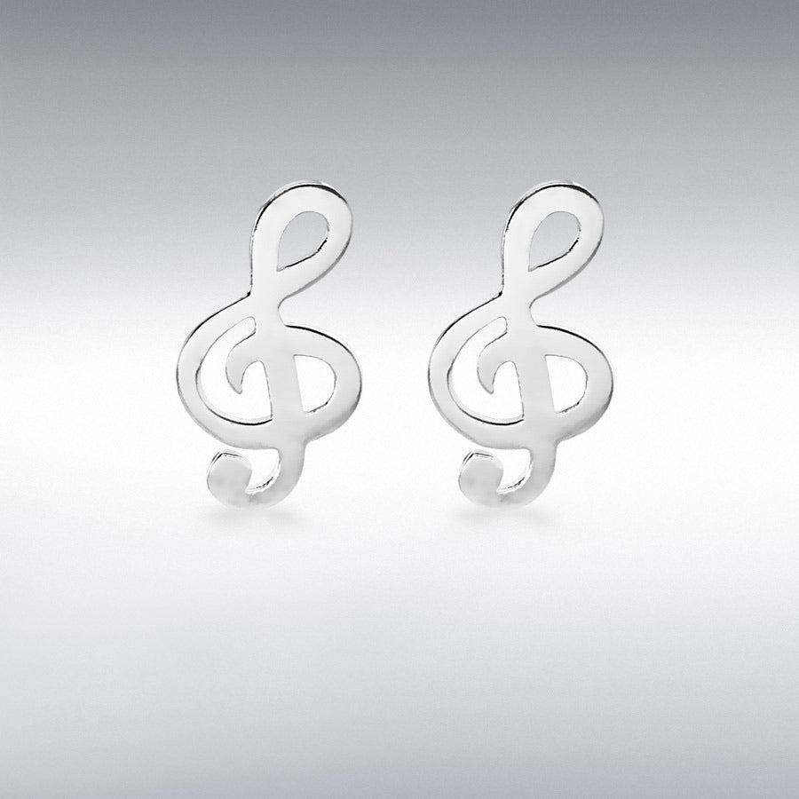 STERLING SILVER  TREBLE CLEF STUD EARRINGS