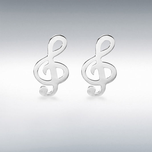 STERLING SILVER  TREBLE CLEF STUD EARRINGS