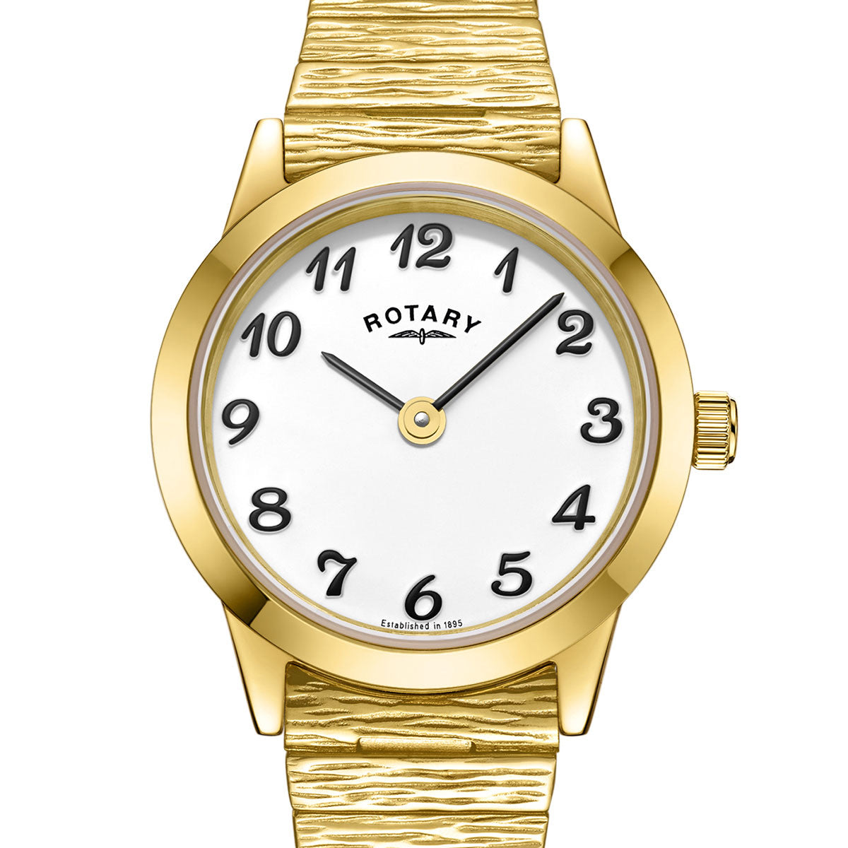 Ladies Gold plated rotary watch with expanding bracelet
