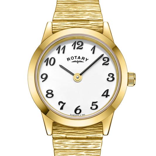 Ladies Gold plated rotary watch with expanding bracelet