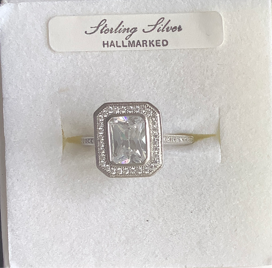 Silver Square CZ Ring