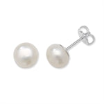 Silver pearl stud earrings