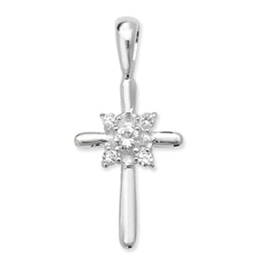 Silver cz cross and pendant