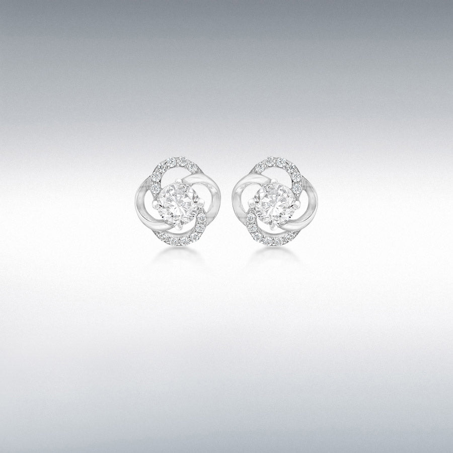 SIlver Rho CZ KNOT STUD EARRINGS