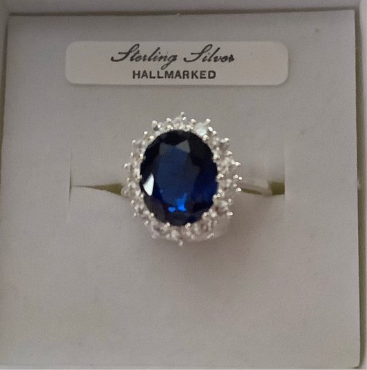 Silver CZ/ Blue Ring