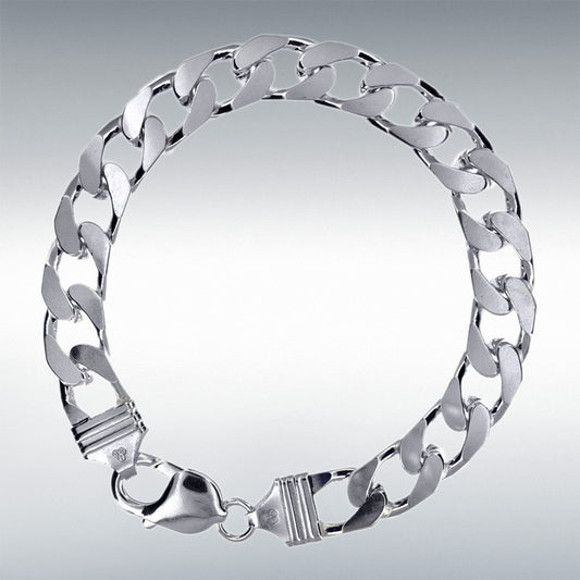STERLING SILVER 400 CURB BRACELET 20CM/8"