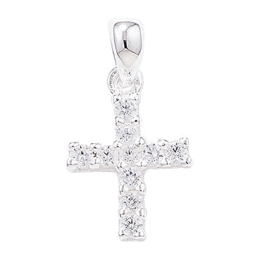 Silver cz cross pendant and chain