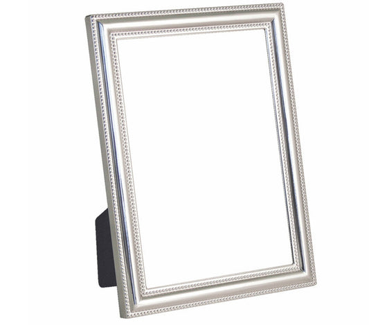 Beaded Edge Silver Plated Frame 5 Inch x 7 Inch