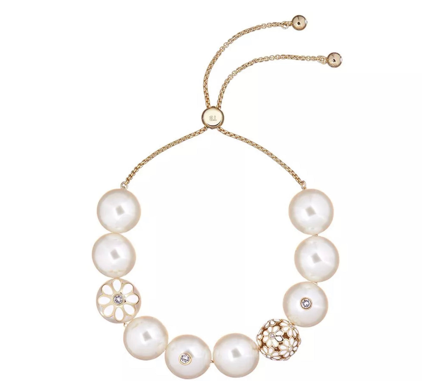 Womens Gold/White/Pearl Daisra Daisy Pearl Bracelet