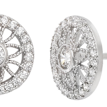 Silver cz circle stud earrings