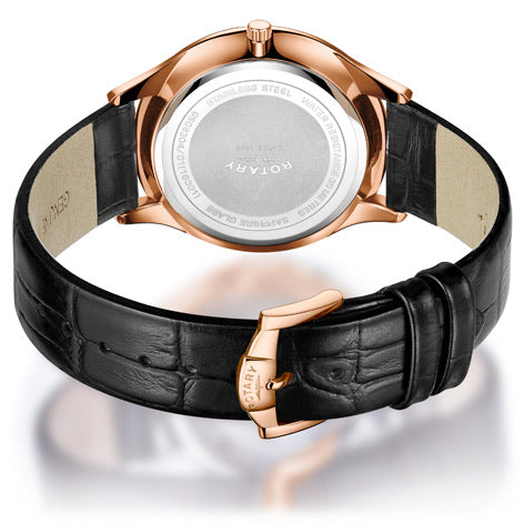 Rotary Ultra Slim Rose Gold Stainless Steel Gents Watch