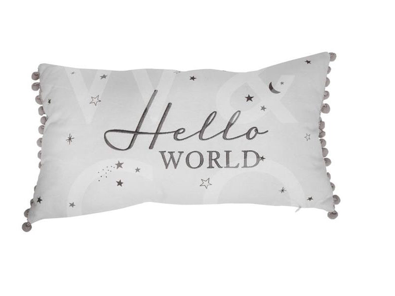 BAMBINO LINEN CUSHION HELLO WORLD